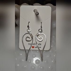 HAND CRAFTED Artisan Wire-Wrapped & Hammered Aluminum Pierced Dangle Earrings